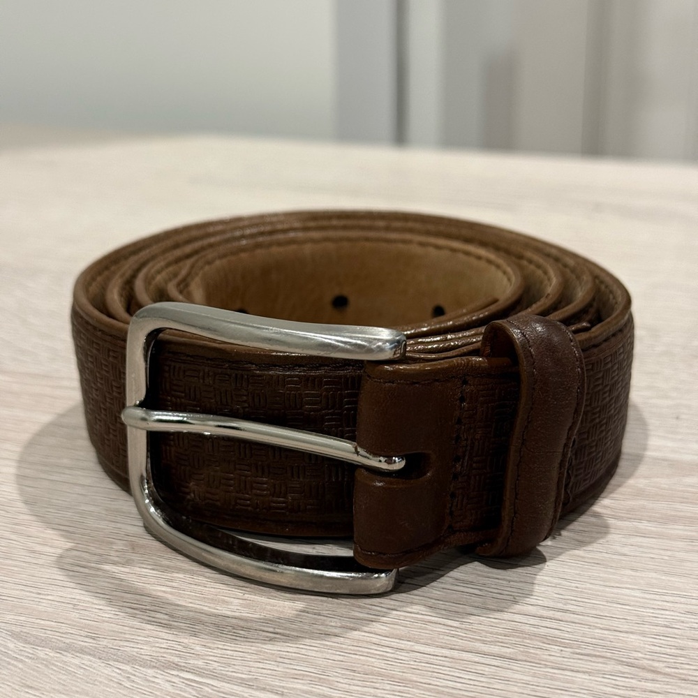 Brighton Brown Leather Belt 45” Handcrafted USA Silver Buckle Mens XL